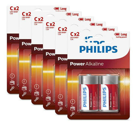 12 Pack GENUINE Philips Long Life Alkaline C Cell Battery Philips, Alkaline, 12-pack-genuine-philips-long-life-alkaline-c-cell-battery