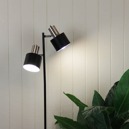 Ari 2 Light Floor Lamp Black With Brushed Chrome Head - SL98787/2BC-Floor Lamps-Oriel Lighting