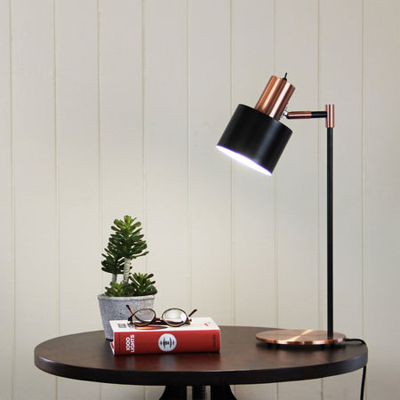 Ari Desk Lamp Black With Copper Head-TABLE AND FLOOR LAMPS-Oriel