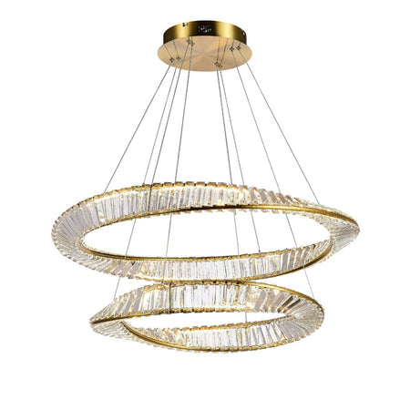 ASCOT DUO 65W LED Crystal Chandelier with Gold Edging-Chandeliers-Lighting Creations