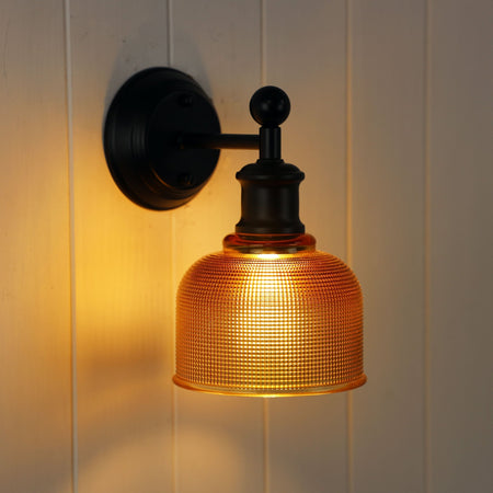 Brighton Wall Light Black & Amber Glass - OL69371AM-Wall Sconce-Oriel Lighting