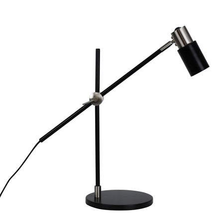 Charlie Desk Lamp Black and Brushed Chrome (With Globe)-TABLE AND FLOOR LAMPS-Oriel