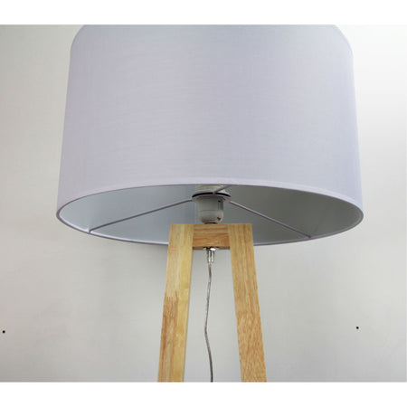 Edra 1 Light Floor Lamp Timber With White Cotton Shade - OL93533WH-Floor Lamps-Oriel Lighting