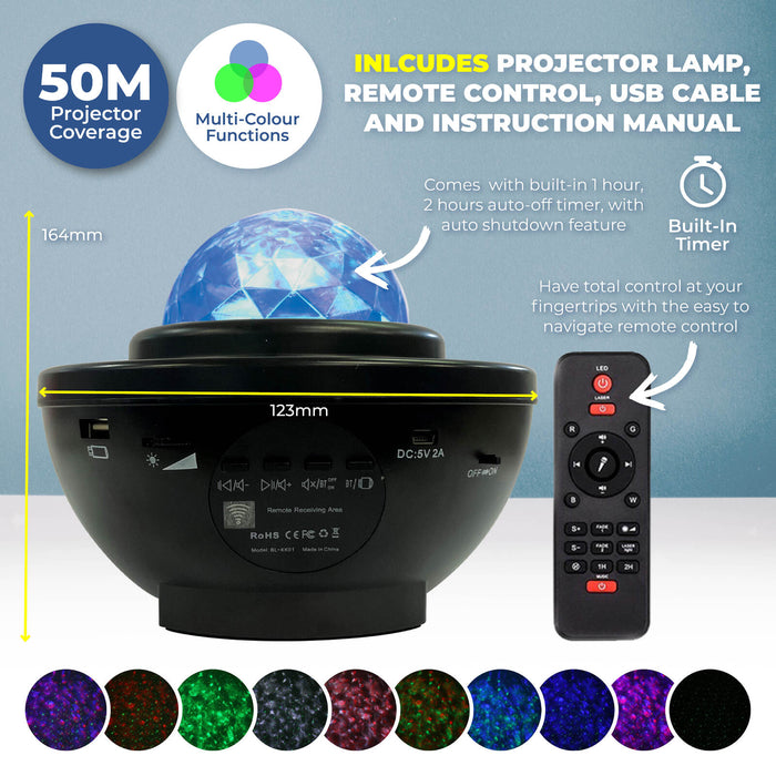 Home Master Star Projector Bluetooth Remote Control Speaker Colour Changing-Home & Garden > Lighting-Dropli