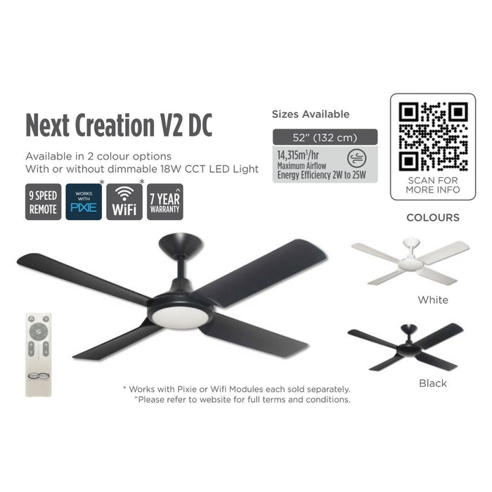 Hunter Pacific NEXT CREATION V2 - 4 Blade 52" DC Ceiling Fan-FANS-Hunter Pacific