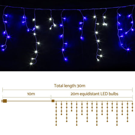 800 LED Christmas Icicle Lights White and Blue-Occasions > Lights-Dropli