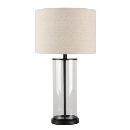 Left Bank Table Lamp - Black w Natural Shade--Cafe Lighting and Living