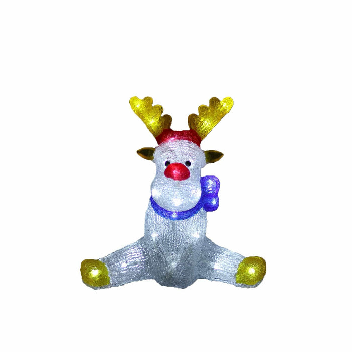 Acrylic Sitting Red Nose Reindeer - H30cm-Christmas Figure-Lexi Lighting