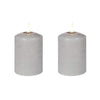 Set of 2 LED Grey Wax Pillar Candles - 3 Size Options-Christmas Table Decoration&Candle-Lexi Lighting