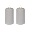 Set of 2 LED Grey Wax Pillar Candles - 3 Size Options-Christmas Table Decoration&Candle-Lexi Lighting