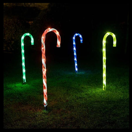 Set of 4 Connectable Candy Cane - 2 Colour Options-Christmas Path Light-Lexi Lighting