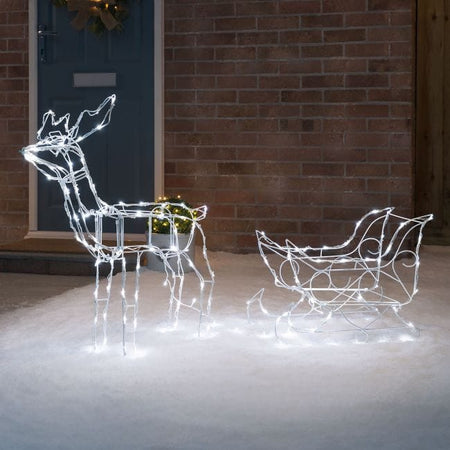 Solar Dual colour LED Reindeer and Sleigh-Christmas Figure-Lexi Lighting
