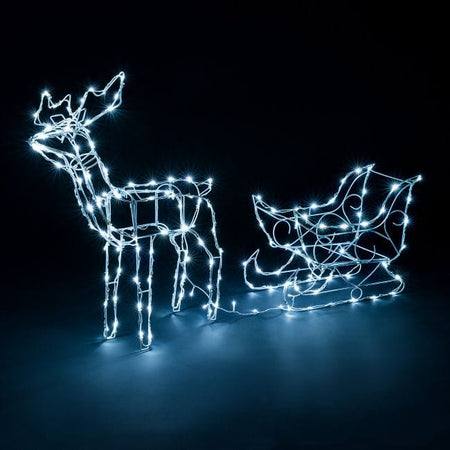 Solar Dual colour LED Reindeer and Sleigh-Christmas Figure-Lexi Lighting