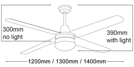 Precision 56" 4 Blade Ceiling Fan Full 316 Stainless Steel - MPF3164SS Martec, FANS, mpf3164ss