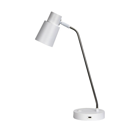 Rik Desk Lamp With USB White and Brushed Chrome-TABLE AND FLOOR LAMPS-Oriel
