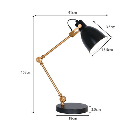 Sarantino Adjustable Metal Table Lamp In Black And Gold-Home & Garden > Lighting-Koala Lamps and Lighting