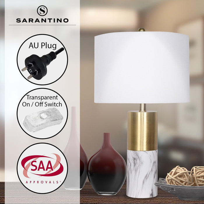 Sarantino Metal And Marble Table Lamp - White-Home & Garden > Lighting-Koala Lamps and Lighting