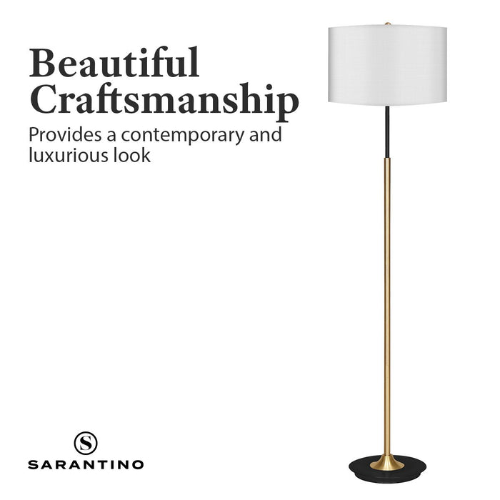 Sarantino Metal Floor Lamp Brushed Brass Finish with White Shade-Home & Garden > Lighting-Koala Lamps and Lighting