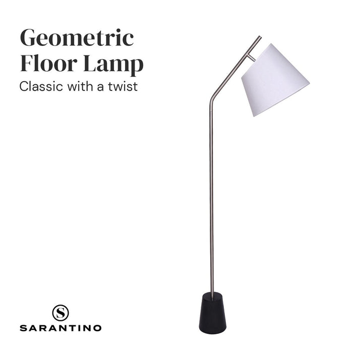 Sarantino Metal Floor Lamp Nickel Finish with Black Marble Base-Home & Garden > Lighting-Koala Lamps and Lighting