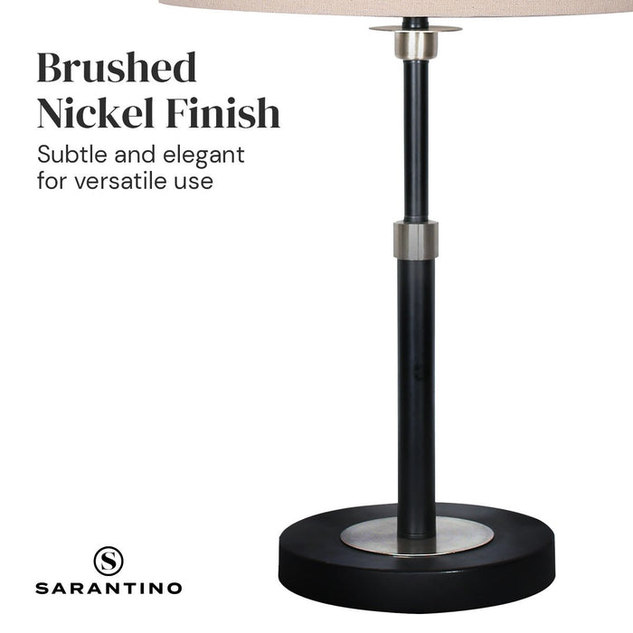 Sarantino Metal Table Lamp with Linen Drum Shade-Home & Garden > Lighting-Koala Lamps and Lighting