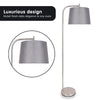 Sarantino Metal Task Floor Lamp Nickel Finish with Grey Fabric Shade-Home & Garden > Lighting-Koala Lamps and Lighting