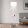 Sarantino Metal Tripod Floor Lamp Shade with Wooden Table Shelf-Home & Garden > Lighting-Koala Lamps and Lighting