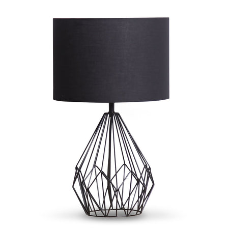 Sarantino Metal Wire Table Lamp in Black Finish With Black Drum Shade-Home & Garden > Lighting-Koala Lamps and Lighting