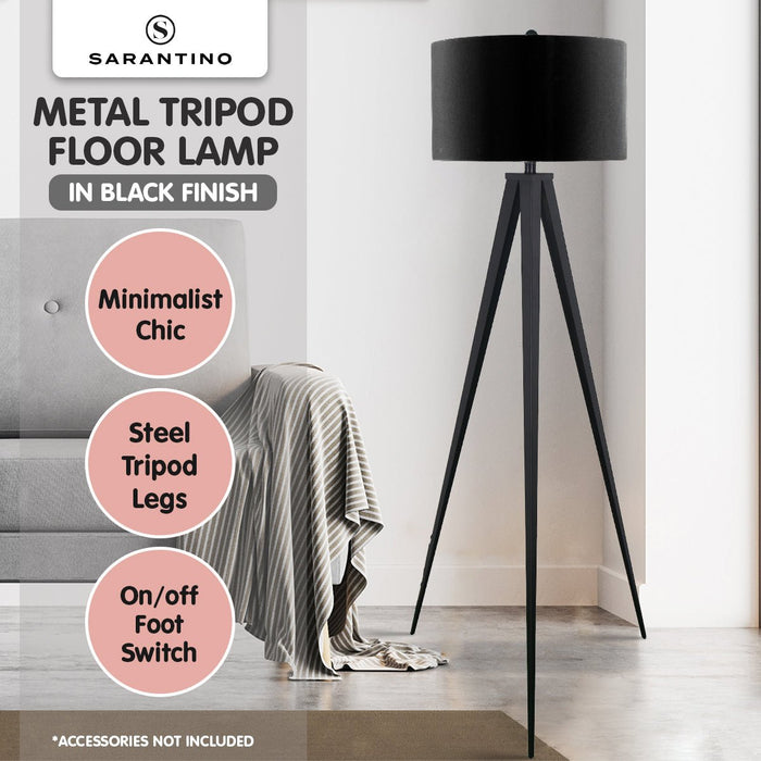 Sarantino Minimalist Modern Tripod Floor Lamp Black-Home & Garden > Lighting-Koala Lamps and Lighting