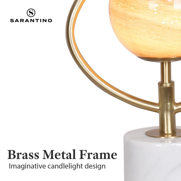 Sarantino Sculptural Orange Glass Table Lamp With White Marble Base-Home & Garden > Lighting-Koala Lamps and Lighting