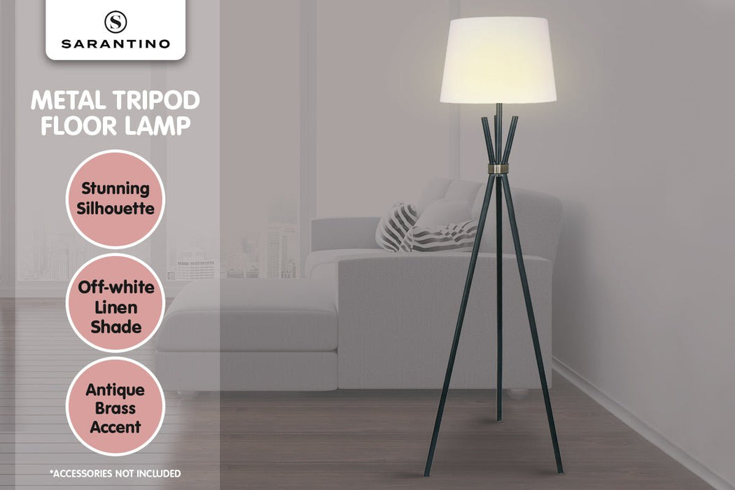 Sarantino Tripod Floor Lamp in Metal and Antique Brass-Home & Garden > Lighting-Koala Lamps and Lighting