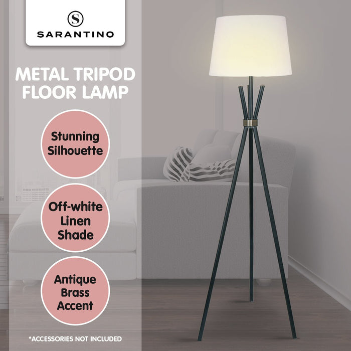 Sarantino Tripod Floor Lamp in Metal and Antique Brass-Home & Garden > Lighting-Koala Lamps and Lighting