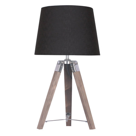 Sarantino Wooden Tripod Table Lamp With Black Taper Fabric Shade-Home & Garden > Lighting-Koala Lamps and Lighting