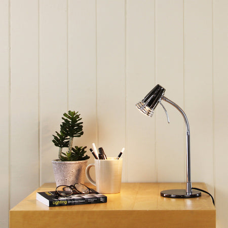 Scoot LED Desk Lamp Gunmetal and Chrome-TABLE AND FLOOR LAMPS-Oriel