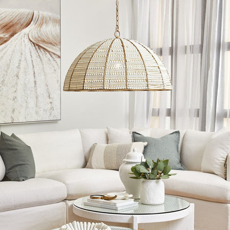 SIERRA Beaded Dome Pendant - Gold/White-Ceiling Light Fixtures-Cafe Lighting and Living