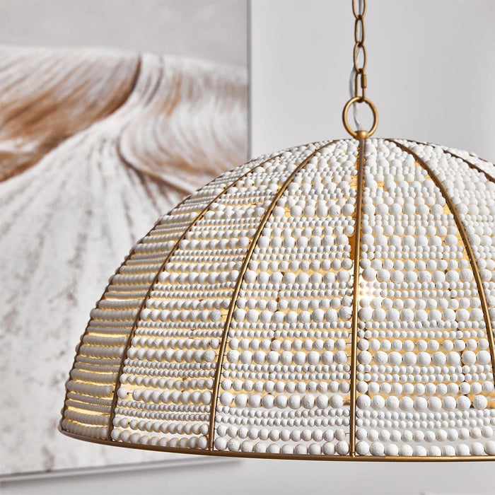 SIERRA Beaded Dome Pendant - Gold/White-Ceiling Light Fixtures-Cafe Lighting and Living
