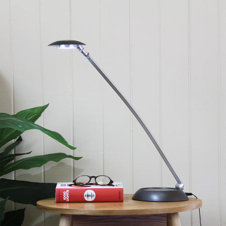 Techno 6w LED Desk Lamp Silver-TABLE AND FLOOR LAMPS-Oriel