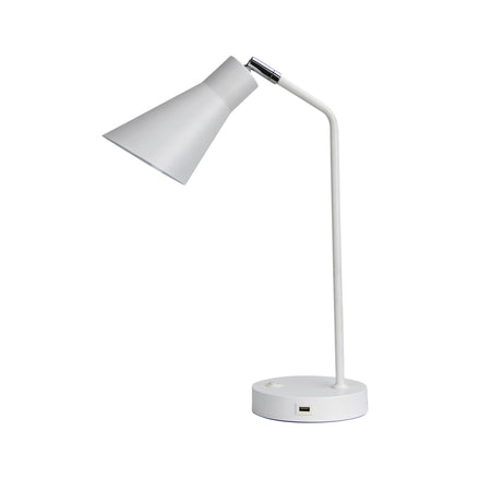 Thor Desk Lamp With USB White-TABLE AND FLOOR LAMPS-Oriel