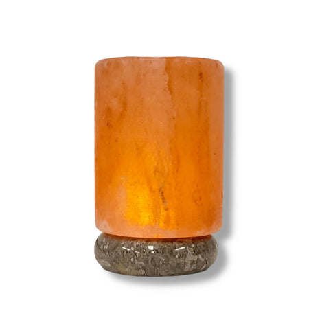 USB Himalayan Salt Lamp Carved Cylinder Shape Pink Crystal Rock LED Light-Himalayan products-The Himalayan Salt Collective