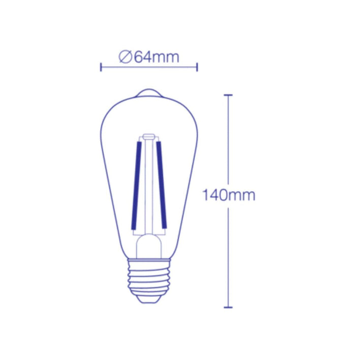 Value Triple Pack 8W LED ST64 Dimmable Pear Shape Filament Clear Globe - E27 CLA Lighting, GLOBES, value-triple-pack-st64-8w-led-dimmable-pear-shape-filament-clear-globe-b22-e27