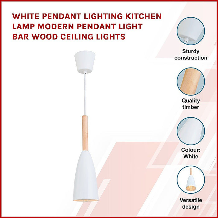White Pendant Lighting Kitchen Lamp Modern Pendant Light Bar Wood Ceiling Lights-Home & Garden > Lighting-Koala Lamps and Lighting