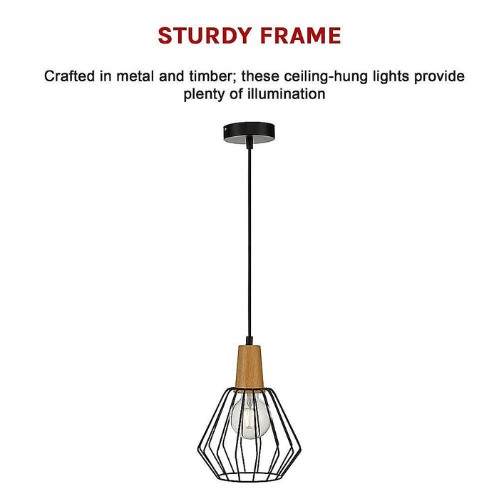 Wood Pendant Light Bar Black Lamp Kitchen Modern Ceiling Lighting-Home & Garden > Lighting-Koala Lamps and Lighting