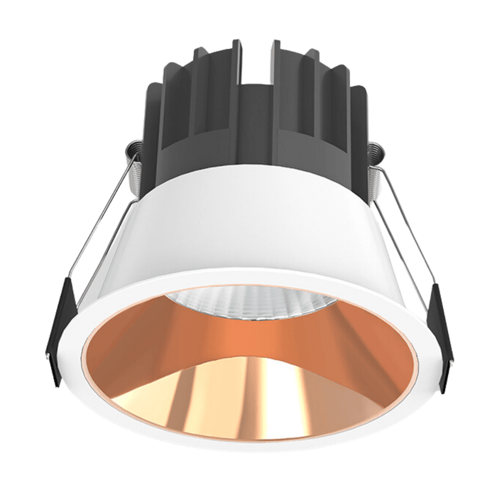 10W White Rose Gold Low Glare Aluminium Dimmable LED Downlight 70mm cut out