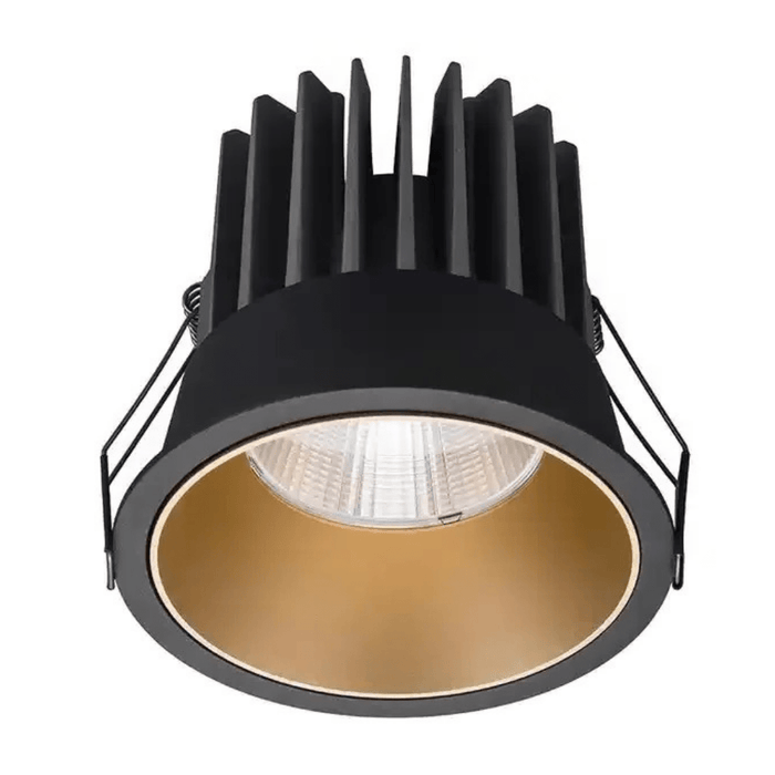12W Black Gold Low Glare Aluminium LED Downlight Dimmable 90mm cut out