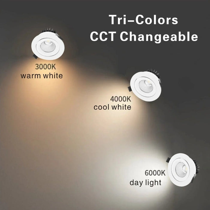 EYRE 13W Black Tri-Colour Dimmable Tiltable LED Downlight 90mm Cut Out