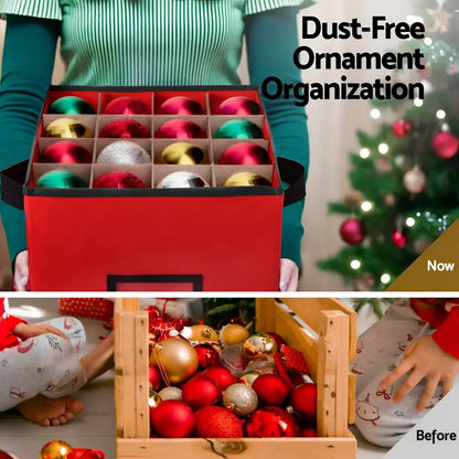 Ornament storage container with 64 dividers for Christmas Baubles and Xmas ornaments