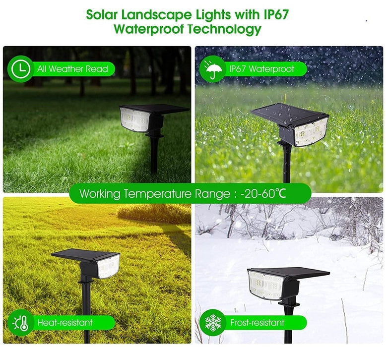 2 Pack 38 LEDs Solar Landscape Spotlights with 70deg; Adjustable Panel and IP65 Waterproof (White) Dropli, Home & Garden > Garden Lights, 2-pack-38-leds-solar-landscape-spotlights-with-70-deg