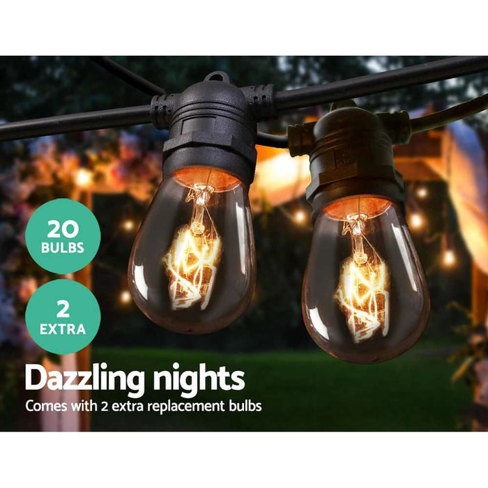 20m Festoon String 20 S14 Lights Plug in Kit Dropli, Occasions > Lights, jingle-jollys-20m-festoon-string-lights-christmas-bulbs-party-wedding-garden-party