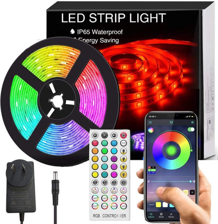 5M LED Strip Lights Rope Light for Bedroom and Home (5050 Lights Strip App with Remote Control)-Home & Garden > Lighting-Dropli