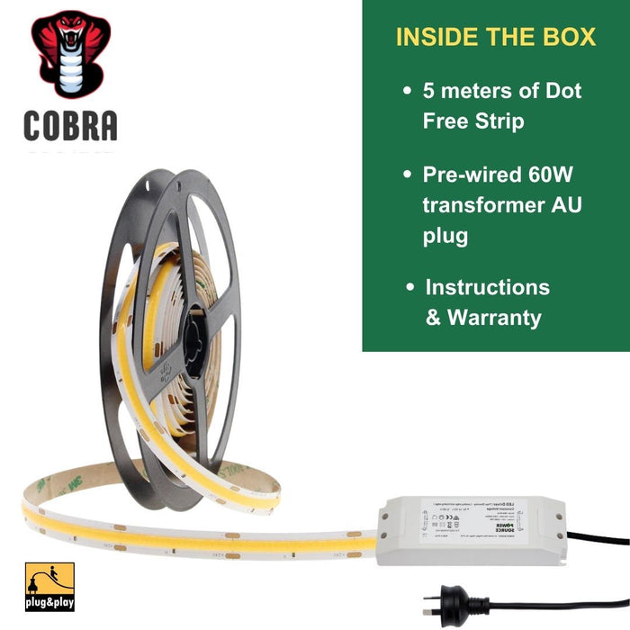 8mm | 10W/m 6000ºK | IP20 | COB Flexible LED Strip Light-Light Ropes & Strings-Lighting Creations