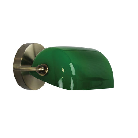 Bankers Wall Light Antique Brass & Green Glass - OL50401AB-Wall Sconce-Oriel Lighting